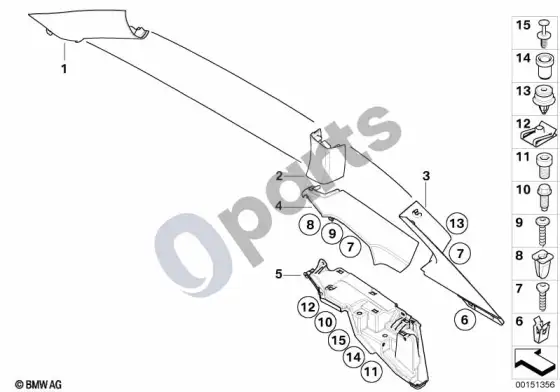 BMW Z4 E85 E86 a / b / c statramsčio apdailos plokštė – schema