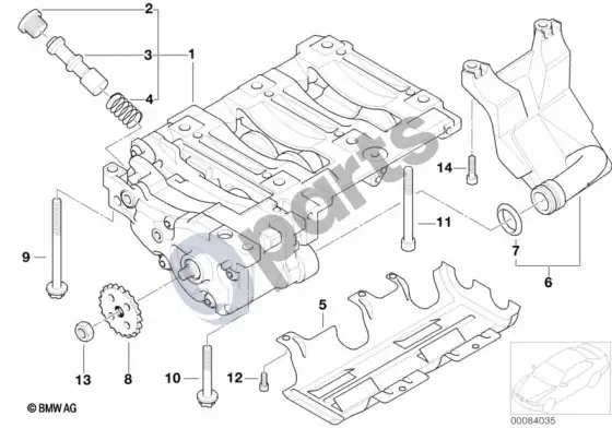 BMW Z4 E85 E86 alyvos siurblio ir balansinio veleno mazgas – schema