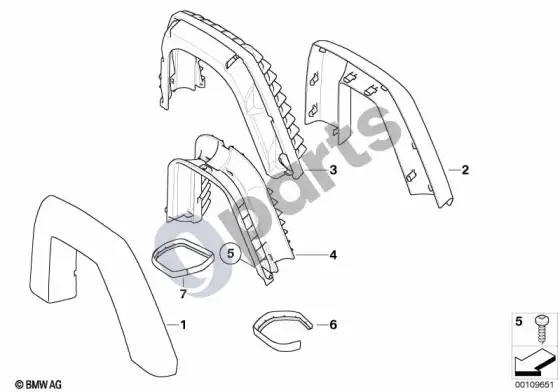 BMW Z4 E85 E86 apsauginio lanko apdailos skydelis – schema