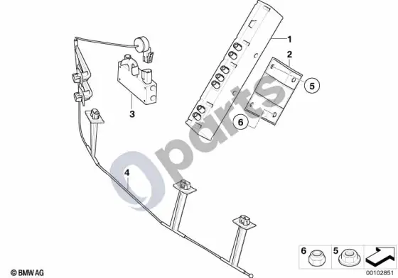 BMW Z4 E85 E86 atskiros dalys antenų diversity sistemai – schema