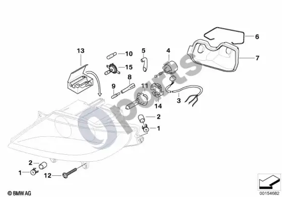 BMW Z4 E85 E86 atskiros dalys, xenon žibintas – schema