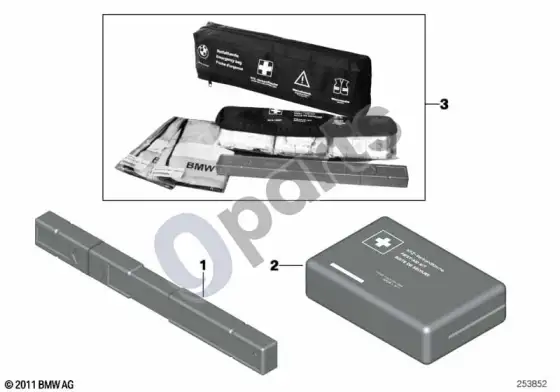 BMW Z4 E85 E86 avarinis ženklas / vaistinėlė / pagalvėlė – schema