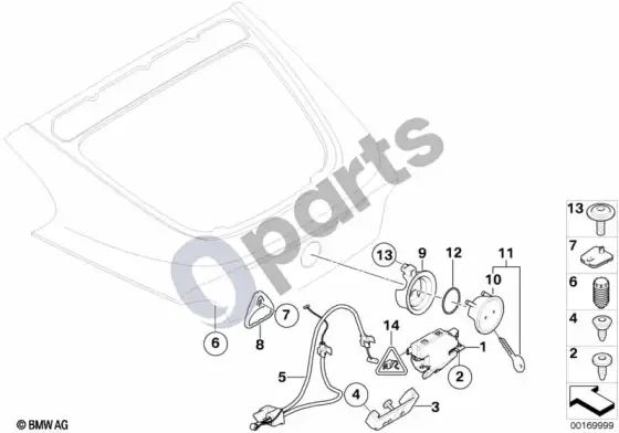 BMW Z4 E85 E86 bagažinės dangtis / uždarymo sistema – schema