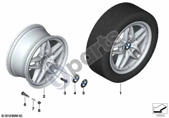 BMW Z4 E85 E86 BMW kompozitinis ratlankis, dvigubų stipinų 71 – schema