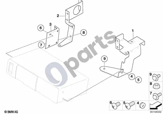 BMW Z4 E85 E86 CD keitiklio ttvirtinimo detalės – schema