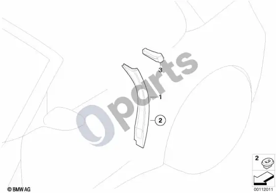 BMW Z4 E85 E86 centrinio statramsčio apdailos skydelis – schema