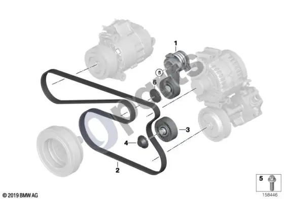 BMW Z4 E85 E86 diržo pavara – generatorius/kondicionierius/vairo stiprintuvas – schema
