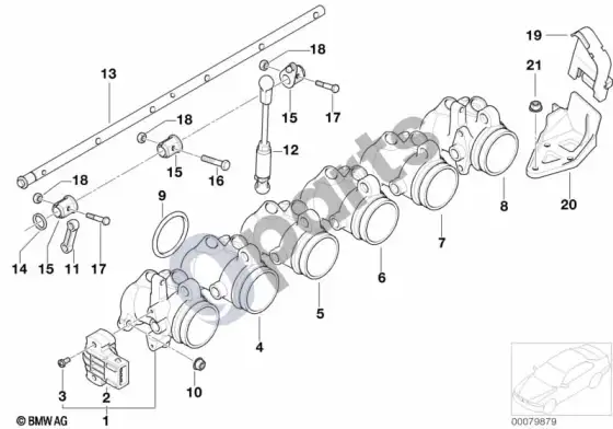BMW Z4 E85 E86 droselio sklendė / akceleratorius – schema