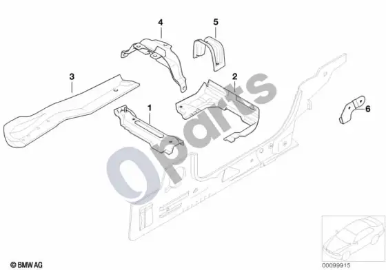 BMW Z4 E85 E86 galinės grindų dalys – schema