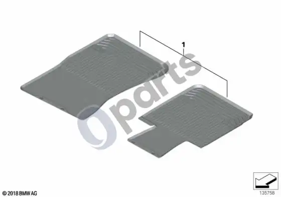 BMW Z4 E85 E86 guminis kilimėlis – schema