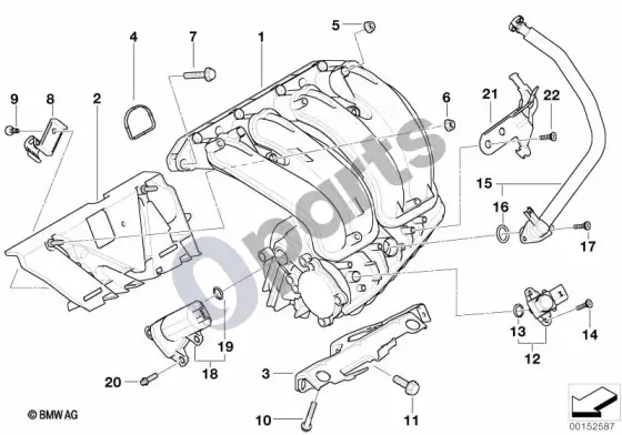 BMW Z4 E85 E86 įsiurbimo kolektoriaus sistema; 2007.04 - ... – schema