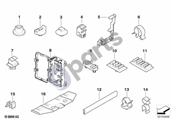 BMW Z4 E85 E86 įvairūs kabelių laikikliai – schema