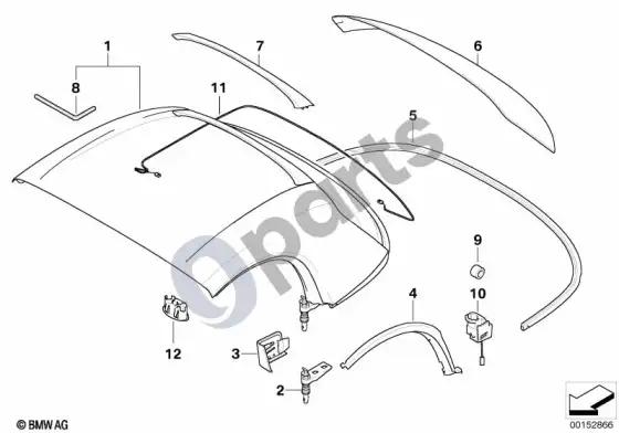 BMW Z4 E85 E86 kietasis stogas – schema