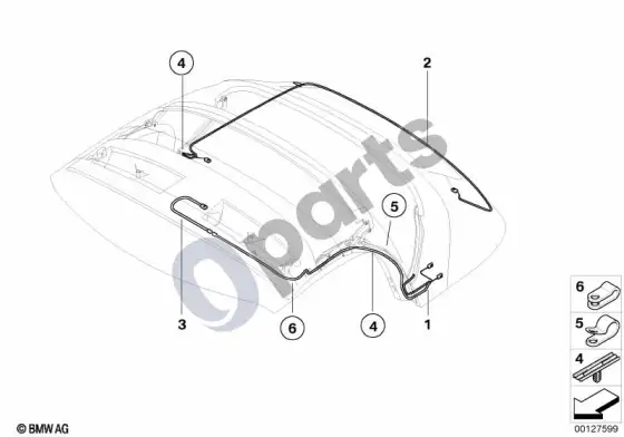 BMW Z4 E85 E86 nuleidžiamo stogo laidų pynė – schema