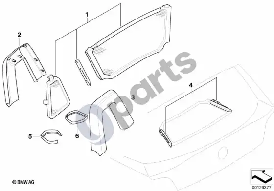 BMW Z4 E85 E86 papildomas įrengimas, vėjo deflektorius – schema