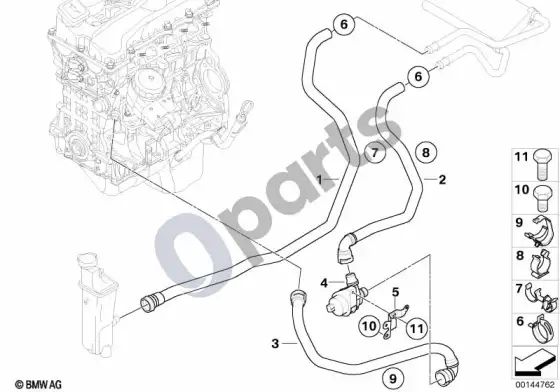 BMW Z4 E85 E86 papildomas vandens siurblys/vandens žarna – schema