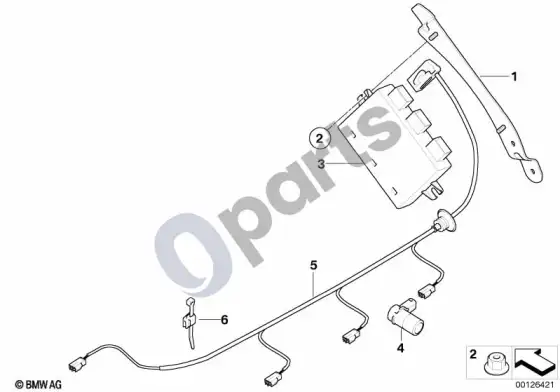 BMW Z4 E85 E86 parkavimo atstumo kontrolė (PDC) – schema