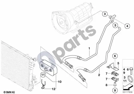 BMW Z4 E85 E86 pavarų dėžės alyvos aušinimas – schema