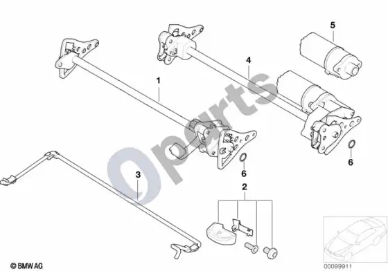 BMW Z4 E85 E86 priekinė sėdynė, pasvirimo reguliavimas – schema