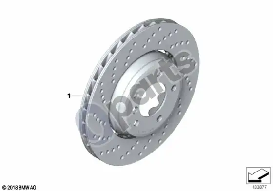BMW Z4 E85 E86 priekinio rato stabdžių diskas, perforuotas – schema