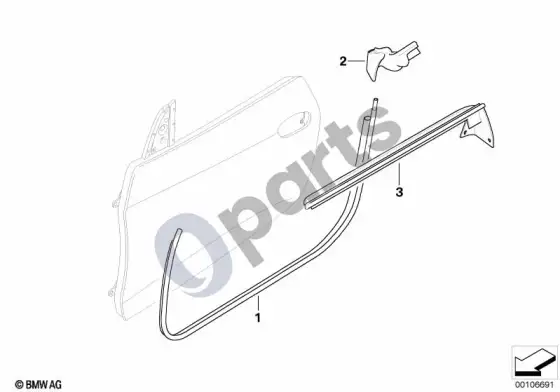 BMW Z4 E85 E86 priekinis durų sandariklis – schema