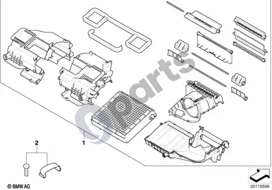 BMW Z4 E85 E86 šildytuvo korpuso dalys – schema