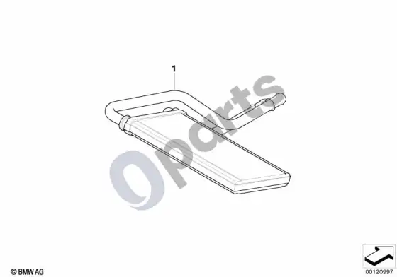 BMW Z4 E85 E86 šildytuvo radiatorius / tvirtinimo detalės – schema