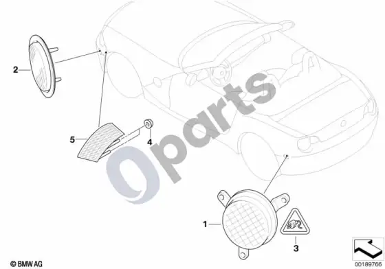 BMW Z4 E85 E86 šoninis gabaritinis žibintas; 2006.01 - ... – schema