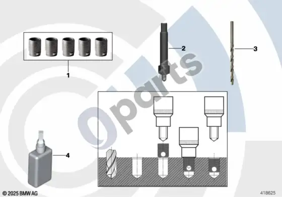 BMW Z4 E85 E86 sriegių taisymo komplektas, plonasienis – schema