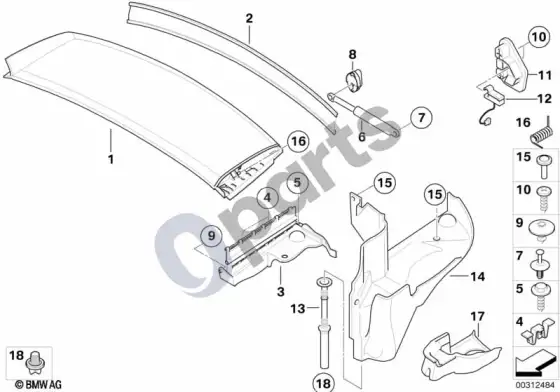 BMW Z4 E85 E86 sulankstomo stogo skyrius – schema