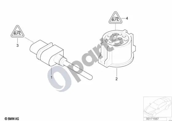 BMW Z4 E85 E86 temperatūros jutiklis, gongas – schema