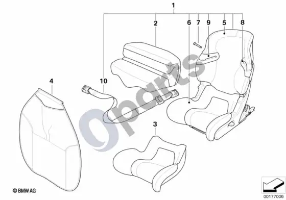 BMW Z4 E85 E86 vaikiška kėdutė junior I-II ISOFIX – schema