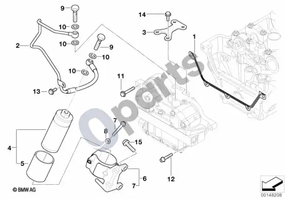 BMW Z4 E85 E86 VANOS cilindrų galvutės tvirtinimo detalės – schema