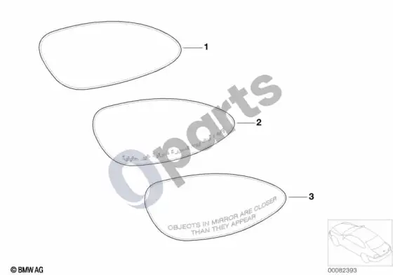 BMW Z4 E85 E86 veidrodėlio stiklas – schema