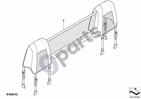 BMW Z4 E85 E86 vėjo deflektorius, tekstilinis, sulankstomas – schema