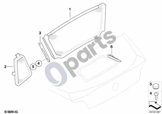 BMW Z4 E85 E86 vėjo deflektorius – schema