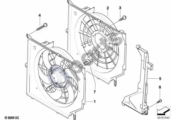 BMW Z4 E85 E86 ventiliatoriaus gaubtas/tvirtinimo plokštė – schema