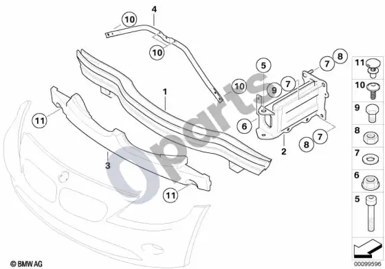 BMW Z4 E85 E86 atrama, priekinė – schema