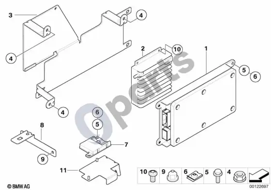 BMW Z4 E85 E86 atskiros dalys SA 633, bagažinė (Z4 E85 z42.0i) – schema