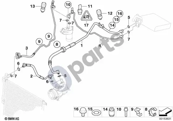 BMW Z4 E85 E86 aušinimo skysčio vamzdynai (Z4 E85 z42.0i) – schema