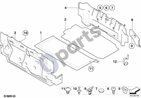 BMW Z4 E85 E86 bagažinės apdailos plokštė (Z4 E85 z42.0i) – schema