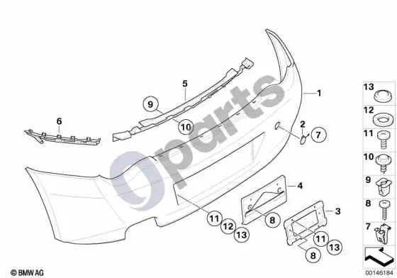 BMW Z4 E85 E86 galinė apdailos plokštė (Z4 E85 z42.0i) – schema