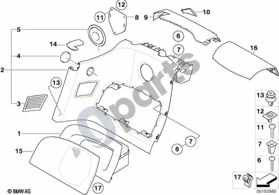 BMW Z4 E85 E86 galinė šoninė apdailos plokštė – schema