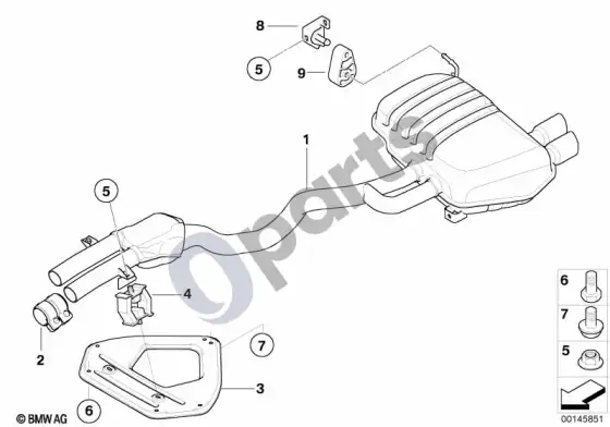 BMW Z4 E85 E86 išmetimo sistema, galinė (Z4 E85 z42.0i) – schema