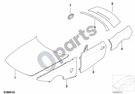 BMW Z4 E85 E86 išorinė plokštė – schema