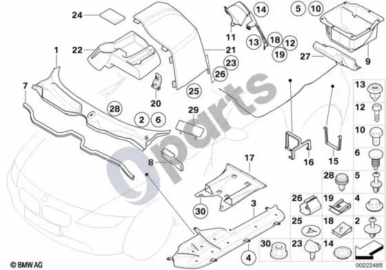 BMW Z4 E85 E86 įvairios kėbulo dalys (Z4 E85 z42.0i) – schema