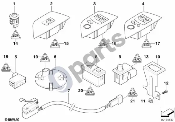 BMW Z4 E85 E86 įvairūs jungikliai (Z4 E85 z42.0i) – schema