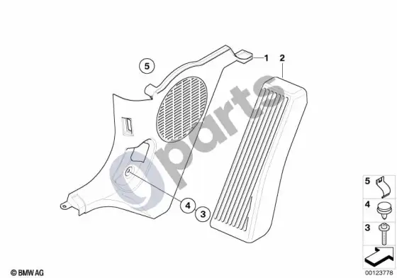 BMW Z4 E85 E86 kojų erdvės apdailos plokštė (Z4 E85 z42.0i) – schema