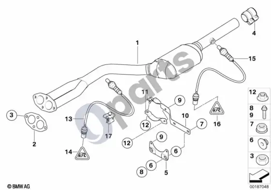 BMW Z4 E85 E86 priekinis duslintuvas (Z4 E85 z42.0i) – schema