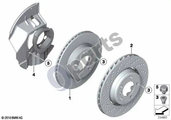 BMW Z4 E85 E86 priekinis stabdys / stabdžių diskas (Z4 E85 z42.0i) – schema
